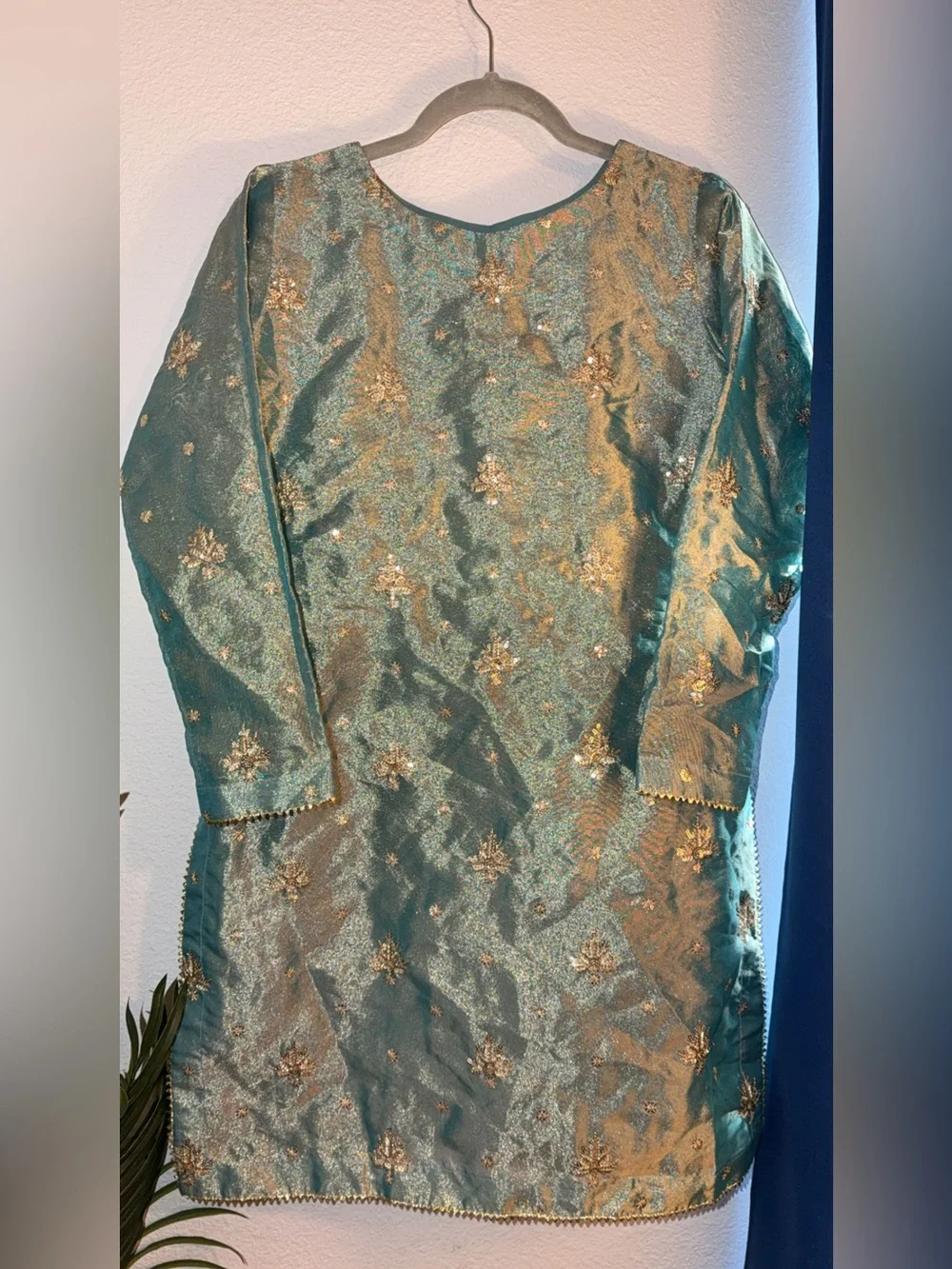 Beautiful Embroidered Eid/party wear outfit Set with Gold Accents